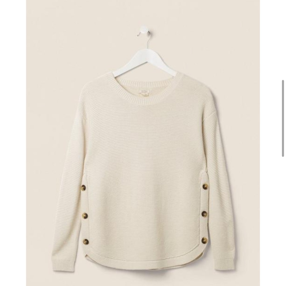 Fat Face Emmy Button Sweater in Ivory